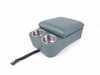 Deluxe Bench Seat Console with Brushed Stainless Steel Cup Holders and Storage Compartment [Light Blue, Sierra Grain Vinyl]