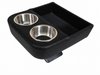 Deluxe Custom Shorty Floor Console with Stainless Steel Cup Holders and Storage Tray [Black, Madrid Grain Vinyl]