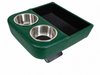 Deluxe Custom Shorty Floor Console with Stainless Steel Cup Holders and Storage Tray [Medium Green, Madrid Grain Vinyl]