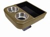 Deluxe Custom Shorty Floor Console with Stainless Steel Cup Holders and Storage Tray [Gold, Madrid Grain Vinyl]