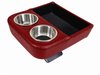 Deluxe Custom Shorty Floor Console with Stainless Steel Cup Holders and Storage Tray [Red, Madrid Grain Vinyl]