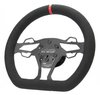 PRS-PV Pro Street Light Drag Racing Steering Wheel [12.5 in. Diameter] Black Suede w/Red Stripe