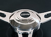 3467 Horn Button, Fits w/Banjo Wheel Steering, Billet Aluminum, Single Contact, Domed Logo, Polished - image 1
