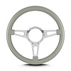 44207 Mark 4 Supreme Steering Wheel, Light Grey, Polished Spokes, 14 in. Standard Grip - image 1