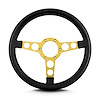 62401 Trans Am Steering Wheel, Black, Gold Anodized Spokes - image 1