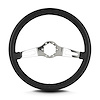 63701 Teardrop Steering Wheel, Black, 2 Polished Spokes, 14 in. Standard Grip - image 1