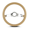 63709 Teardrop Steering Wheel, Tan, 2 Polished Spokes, 14 in. Standard Grip - image 1