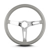 63807 Teardrop Steering Wheel, Light Grey, 3 Polished Spokes, 14 in. Standard Grip - image 1