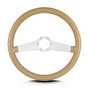 65409 Two Smooth Steering Wheel, Tan, Brushed Spokes, 14 in. Standard Grip - image 1