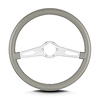 65707 Teardrop Steering Wheel, Light Grey, 2 Brushed Spokes, 14 in. Standard Grip - image 1