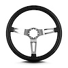 65801 Teardrop Steering Wheel, Black, 3 Brushed Spokes, 14 in. Standard Grip - image 1