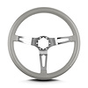 65807 Teardrop Steering Wheel, Light Grey, 3 Brushed Spokes, 14 in. Standard Grip - image 1