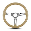 65809 Teardrop Steering Wheel, Tan, 3 Brushed Spokes, 14 in. Standard Grip - image 1