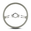 66207 Teardrop Steering Wheel, Light Grey, 2 Polished Spokes, 15 in. Thin Grip - image 1