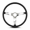 66301 Teardrop Steering Wheel, Black, 3 Polished Spokes, 15 in. Thin Grip - image 1