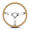 66309 Teardrop Steering Wheel, Tan, 3 Polished Spokes, 15 in. Thin Grip - image 1