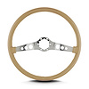66709 SS Steering Wheel, Tan, Polished Spokes, 15 in. Thin Grip - image 1