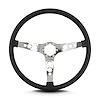 66801 Hot Rod Steering Wheel, Black, Polished Spokes, 15 in. Thin Grip - image 1