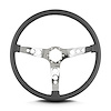 66806 Hot Rod Steering Wheel, Dark Grey, Polished Spokes, 15 in. Thin Grip - image 1