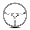 66807 Hot Rod Steering Wheel, Light Grey, Polished Spokes, 15 in. Thin Grip - image 1