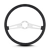 67201 Teardrop Steering Wheel, Black, 2 Brushed Spokes, 15 in. Thin Grip - image 1