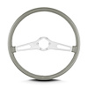 67207 Teardrop Steering Wheel, Light Grey, 2 Brushed Spokes, 15 in. Thin Grip - image 1
