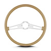 67209 Teardrop Steering Wheel, Tan, 2 Brushed Spokes, 15 in. Thin Grip - image 1