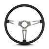 67301 Teardrop Steering Wheel, Black, 3 Brushed Spokes, 15 in. Thin Grip - image 1