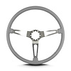 67307 Teardrop Steering Wheel, Light Grey, 3 Brushed Spokes, 15 in. Thin Grip - image 1