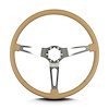 67309 Teardrop Steering Wheel, Tan, 3 Brushed Spokes, 15 in. Thin Grip - image 1