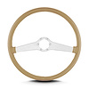 67609 Two Smooth Steering Wheel, Tan, Brushed Spokes, 15 in. Thin Grip - image 1