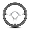 86606 Mark 4 Double Slot Steering Wheel, Dark Grey, Polished Spokes, 14 in. Thick Grip - image 1