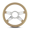 96209 Mark 9 Double Slot Steering Wheel, Tan, Polished Spokes, 14 in. Standard Grip