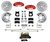 RFC0005-4C7X MaxGrip Lite 4-Piston Manual Front Brake Conv. Kit w/Drilled Rotors, 62-69 Fairlane/Falcon/Ranchero, Red Calipers - image 1