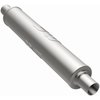 4" Round Muffler Center In/Center Out: 2" Body Length: 22" Overall Length: 28" Core Size: 2.5" Satin Finish - image 2