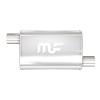 3.5" x 7" Oval Muffler Offset In/Offset Out: 1.75"/1.75" Body Length: 14" Overall Length: 20" Core Size: 2" Satin Finish - image 1