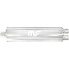 7" Round Muffler Center In / Dual Out 3"/2.5" Body Length: 24" Overall Length: 30" Core Size: 2.5" Satin Finish - image 1