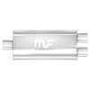 5" x 8" Oval Muffler Center In/Dual Out: 2.25"/2" Body Length: 14" Overall Length: 20" Core Size: 2.5" Polished Finish - image 1