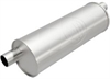 6" Round Body Universal Muffler Offset In/Offset Out - Same Side: 2"/2" Body Length: 18" Overall Length: 24" - image 1