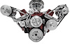 Outward Mount High Water Flow Serpentine Drive Kit Includes Brackets and Pulleys to Install: Reverse Rotation Short Water Pump - image 1