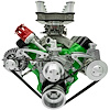 Deluxe High Water Flow Serpentine Pulley Kit BB-Chrysler 383-400 with Saginaw Press Fit Power Steering Pump - image 1