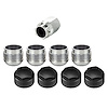 25167 Locking Lug Nuts, Silver Radius Seat-Open End Style Thread Size: M14 x 1.5 Key Hex Size: 19mm Includes 4 Lug Nuts & 1 Key - image 1