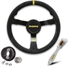 Mod N38 Steering Wheel Kit Includes Lightweight Mod N38 Steering Wheel w/Black Suede Grip and Yellow Top Marker - image 1