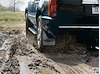 NO DRILL MUDFLAPS BLACK DODGE RAM TRUCK 1500 2009-2014 WITH FENDER FLARES; A PLASTIC ROCK CHIP TRIM