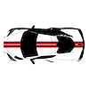 200423 Front to Back Dual Stripes, 2020-2023 Chevy Corvette, Matte Red W/Gloss Silver Pinstripes - image 1