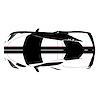 200424 Front to Back Dual Stripes, 2020-2023 Chevy Corvette, Matte Black W/Gloss Red Pinstripes - image 1