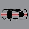 200429 Front to Back Dual Stripes, 2020-2023 Chevy Corvette, Gloss Red Gloss W/White Pinstripes - image 1