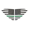 202487 Window US Flag Decals, 2020-2023 Chevy Corvette, Black Carbon Fiber Standard US Flag W/ Green Stripe - image 1