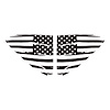 202496 Window US Flag Decals, 2020-2023 Chevy Corvette, Matte Black Distressed US Flag - image 1