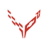 202515 Front Flag Emblem Insert Overlay Set, 2020-2023 Chevy Corvette, Red Faux Leather - image 1